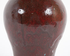 Vassil Ivanoff Stoneware Baluster Vase with Oxblood Dripped Glaze on Beige