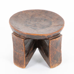 Zambia Wood Miniature Stool with Incised Designs on Each Leg