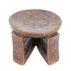 Zambia Wood Miniature Stool with Incised Designs on Each Leg