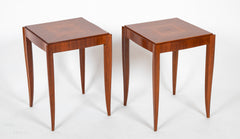 French Dominique Signed Pair of Palisander Side Tables