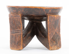 Zambia Wood Miniature Stool with Incised Designs on Each Leg