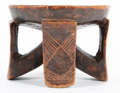 Zambia Wood Miniature Stool with Incised Designs on Each Leg