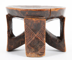 Zambia Wood Miniature Stool with Incised Designs on Each Leg