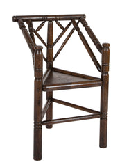 Jacobean Style 3 Legged Chair with Plank Seat & Turned Spindles