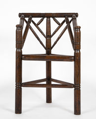 Jacobean Style 3 Legged Chair with Plank Seat & Turned Spindles