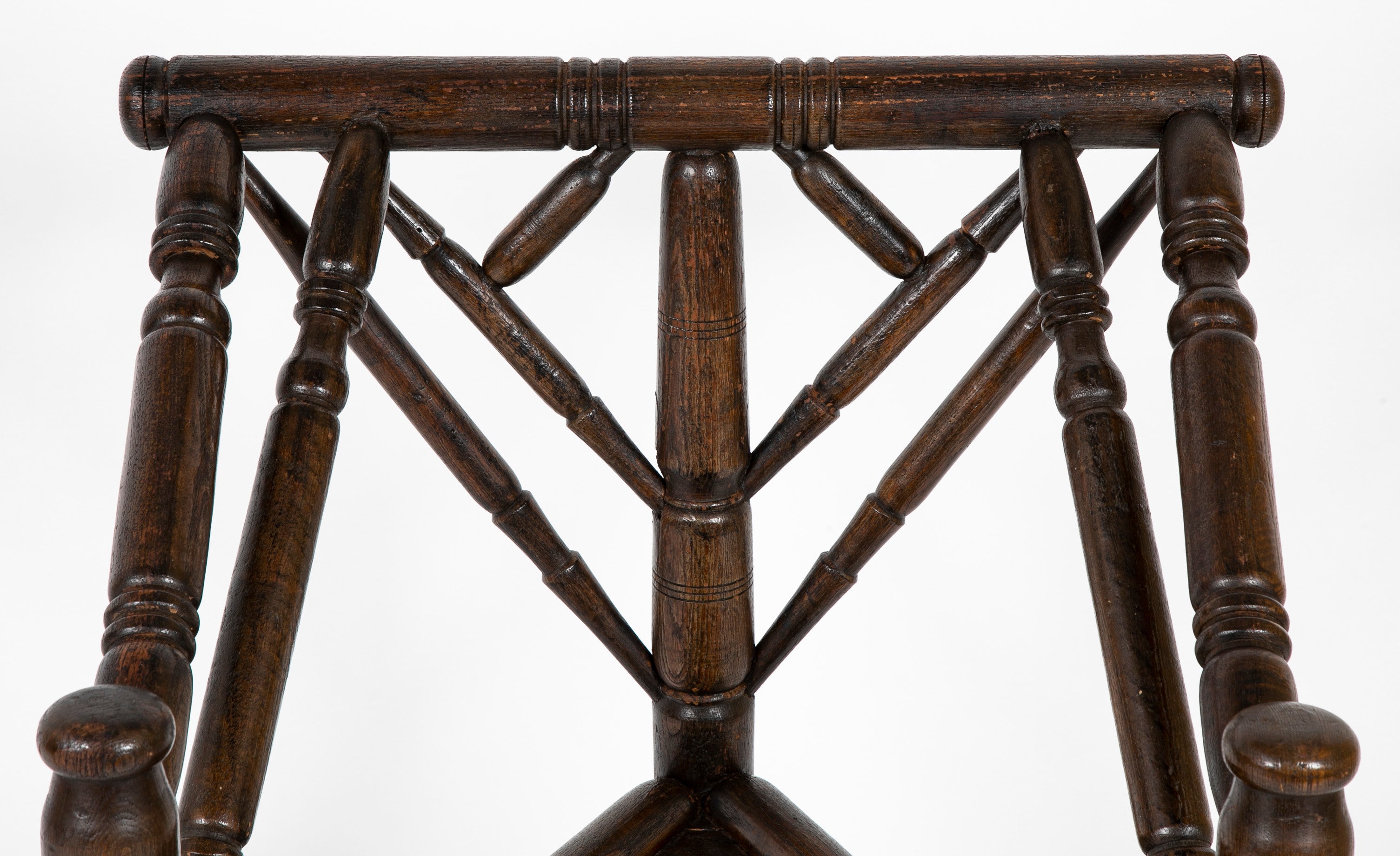 Jacobean Style 3 Legged Chair with Plank Seat & Turned Spindles