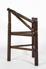 Jacobean Style 3 Legged Chair with Plank Seat & Turned Spindles