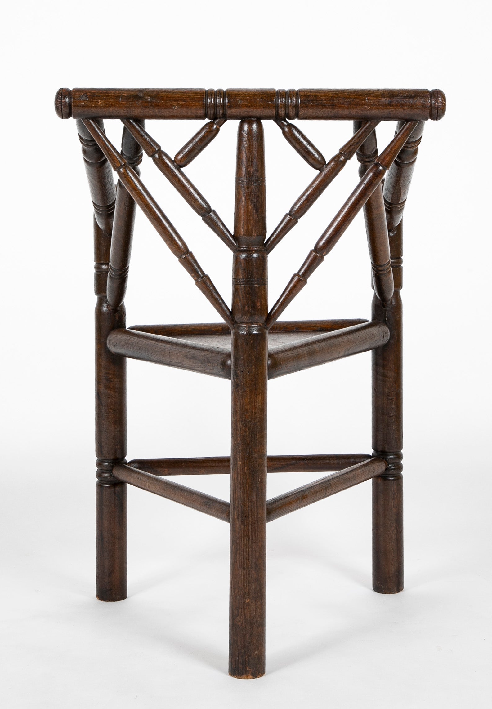 Jacobean Style 3 Legged Chair with Plank Seat & Turned Spindles