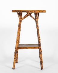 An English 20th Century Two Tier Square Bamboo Table