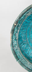 Turquoise Glazed Kashan Footed Bowl with Flared Rim