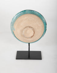 Turquoise Glazed Kashan Footed Bowl with Flared Rim
