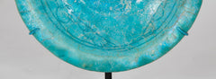 Turquoise Glazed Islamic Kashan Pottery Bowl with Triangular Internal Decor