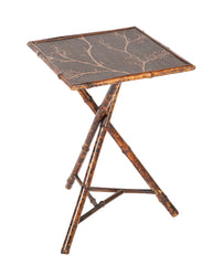 English Tripod Square Bamboo Side Table
