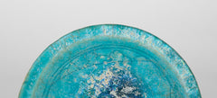 Turquoise Glazed Islamic Kashan Pottery Bowl with Triangular Internal Decor
