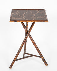 English Tripod Square Bamboo Side Table