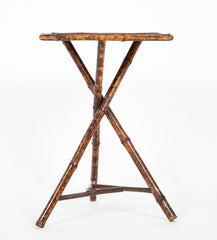 English Tripod Square Bamboo Side Table