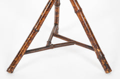 English Tripod Square Bamboo Side Table
