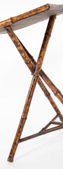 English Tripod Square Bamboo Side Table