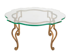 Glass Top Gilt Brass Coffee Table by Maison Ramsay