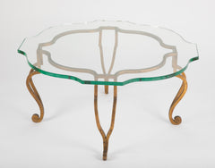 Glass Top Gilt Brass Coffee Table by Maison Ramsay