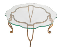 Glass Top Gilt Brass Coffee Table by Maison Ramsay