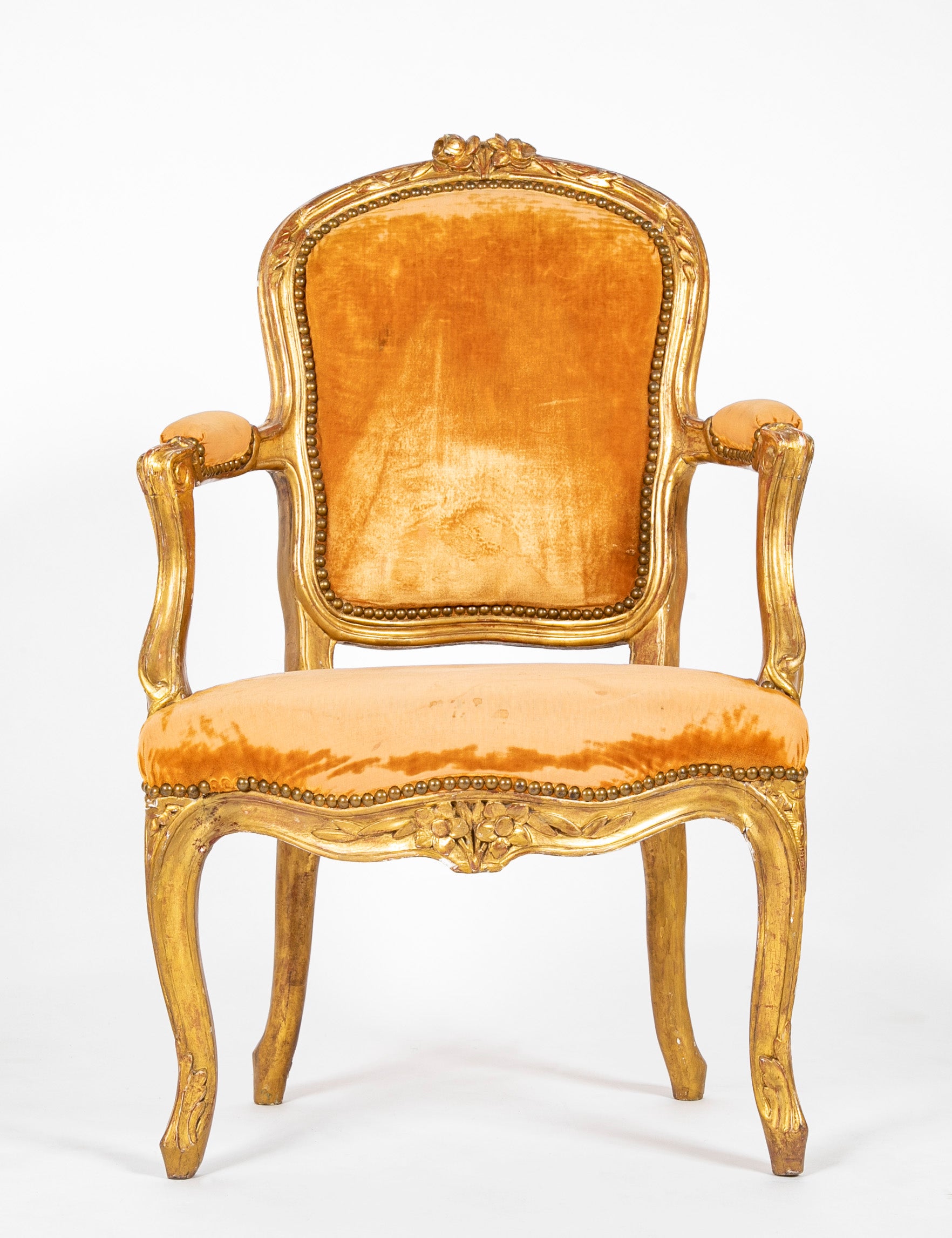 A Rare Pair of Giltwood Louis XV Child's Chairs