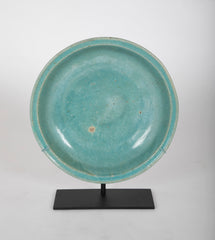 Large Chinese Stoneware Charger with Turquoise Glaze