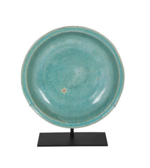 Large Chinese Stoneware Charger with Turquoise Glaze