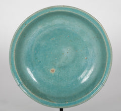 Large Chinese Stoneware Charger with Turquoise Glaze