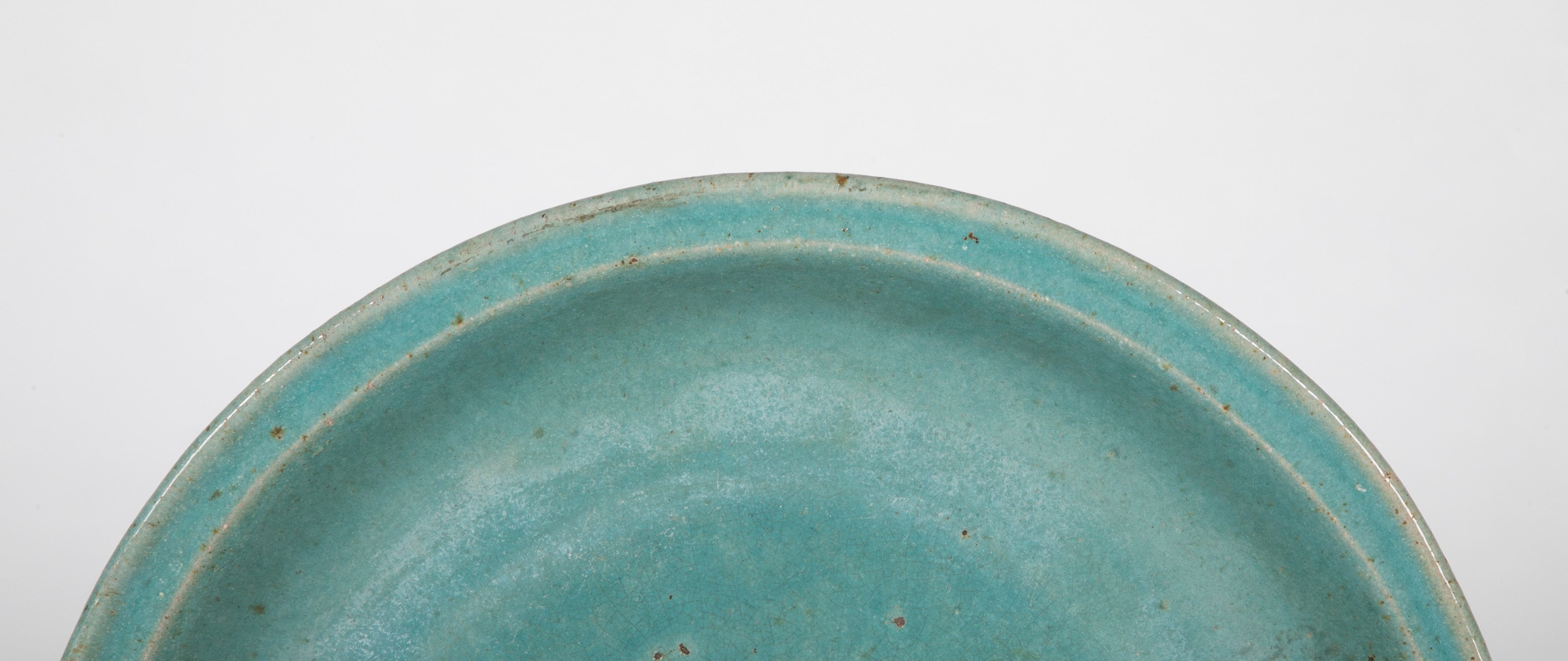 Large Chinese Stoneware Charger with Turquoise Glaze