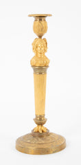 Pair of French Bronze d'Ore Candlesticks with Female figures as Column