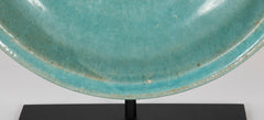 Large Chinese Stoneware Charger with Turquoise Glaze