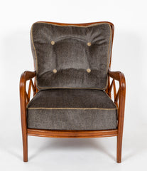 A Pair of Mid-Century Open Arm Chairs with Ottomans Attributed to Paolo Buffa