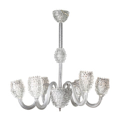 Italian Mid-Century Rostrato Glass Chandelier Attributed to Barovier Toso