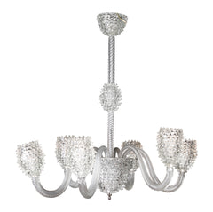 Italian Mid-Century Rostrato Glass Chandelier Attributed to Barovier Toso