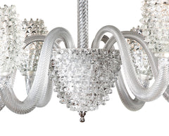 Italian Mid-Century Rostrato Glass Chandelier Attributed to Barovier Toso