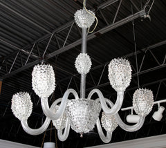 Italian Mid-Century Rostrato Glass Chandelier Attributed to Barovier Toso