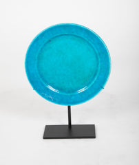 French Brilliant Blue Glazed Charger Designed by La Chenal