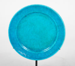 French Brilliant Blue Glazed Charger Designed by La Chenal