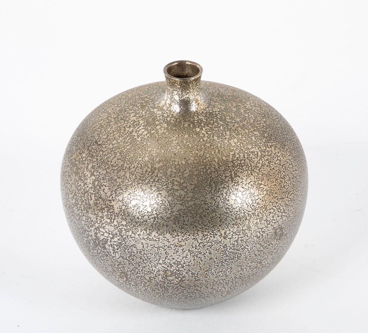 A Japanese Mid-Century Round Silvered Bronze Vase