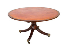 English Mahogany Tilt Top Center Table with Leather Lined Top