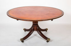 English Mahogany Tilt Top Center Table with Leather Lined Top