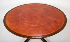 English Mahogany Tilt Top Center Table with Leather Lined Top