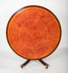 English Mahogany Tilt Top Center Table with Leather Lined Top