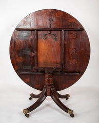 English Mahogany Tilt Top Center Table with Leather Lined Top