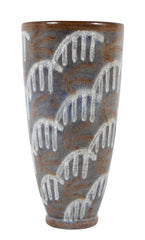 Andre Naudy for Sevres Vase with White on Brown Design