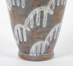 Andre Naudy for Sevres Vase with White on Brown Design