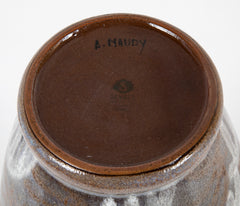 Andre Naudy for Sevres Vase with White on Brown Design