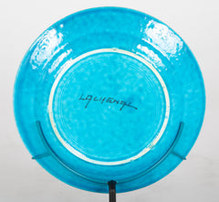 French Brilliant Blue Glazed Charger Designed by La Chenal