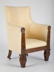 Irish Regency Carved Walnut Armchair